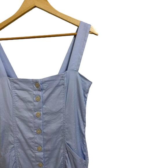 Babaton Aritzia Kofi Belted Button-Front‎ Sleeveless Apron Dress Blue Size 6 - Picture 3 of 7